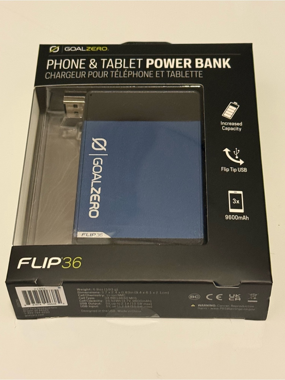 Flip36 Blue Phone & Tablet Power Bank - 9600mAh